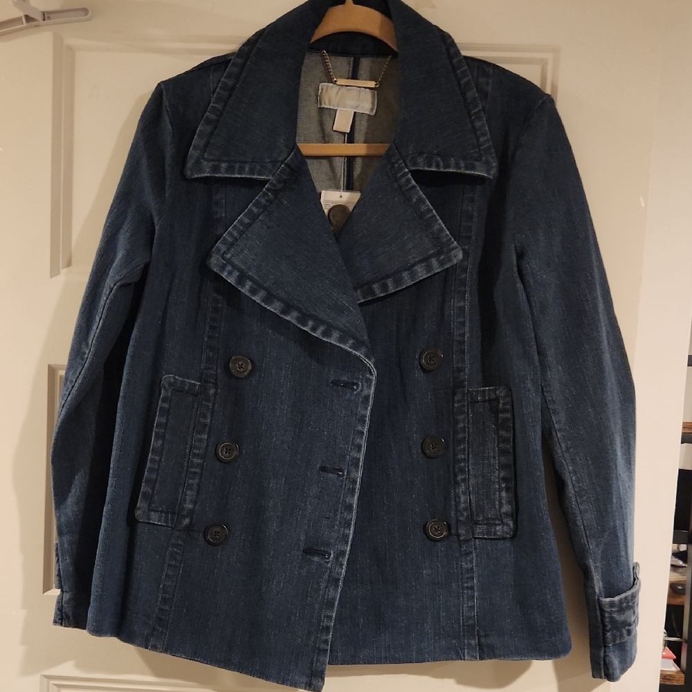 Michael Kors Dark Blue Double-Breasted Jean Jacket